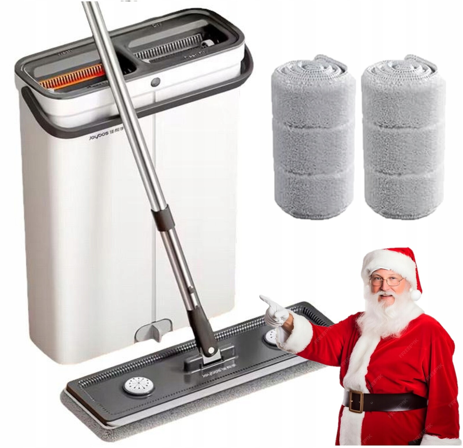 Kpl Plochý Mop Kbelík Slim Úzký Dvoukomorový Se Ždímačem +2 Vložky 33 cm