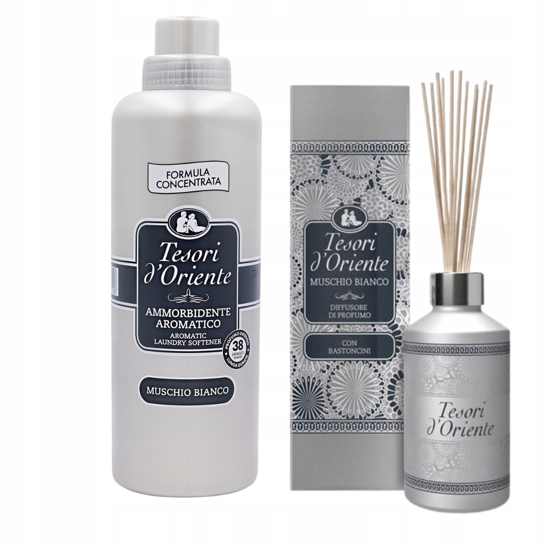 Sada Tesori d'Oriente tekutá aviváž White Musk vonné tyčinky