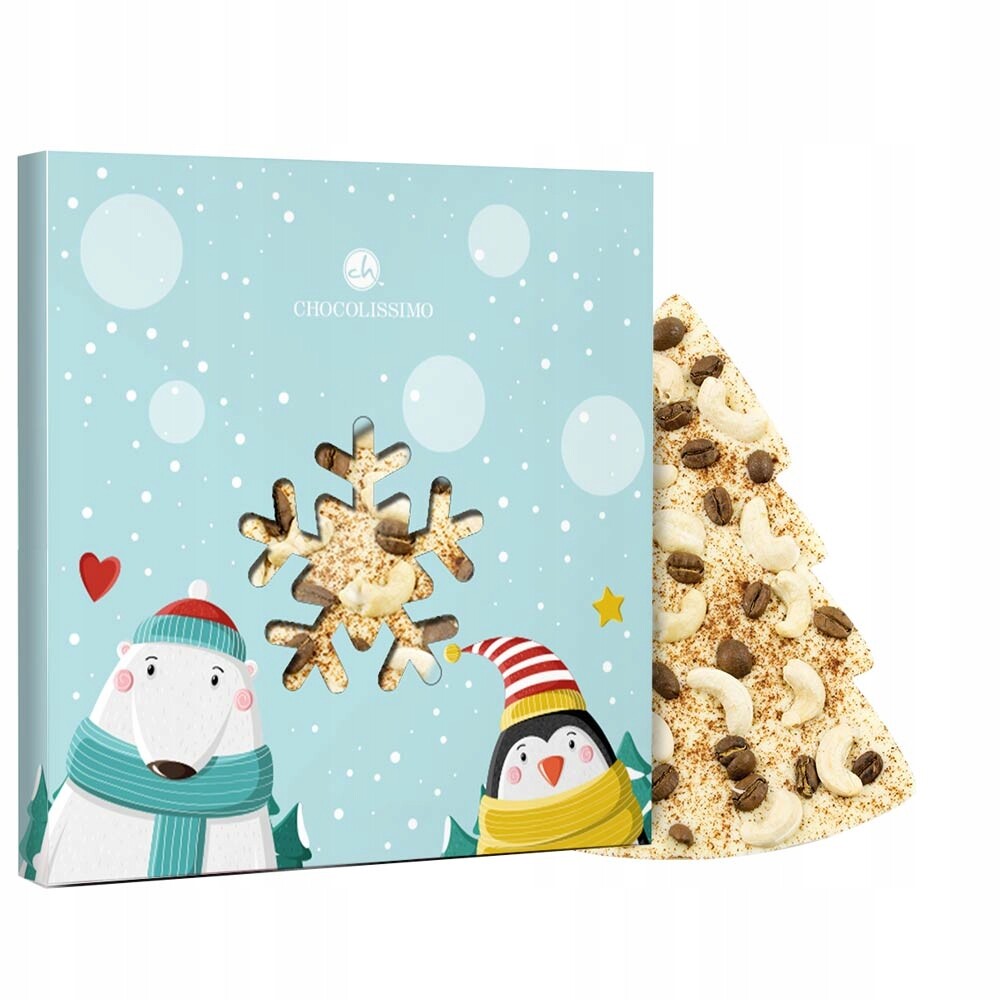 Vánoční stromek XL z bílé belgické čokolády s kávou a kešu ořechy