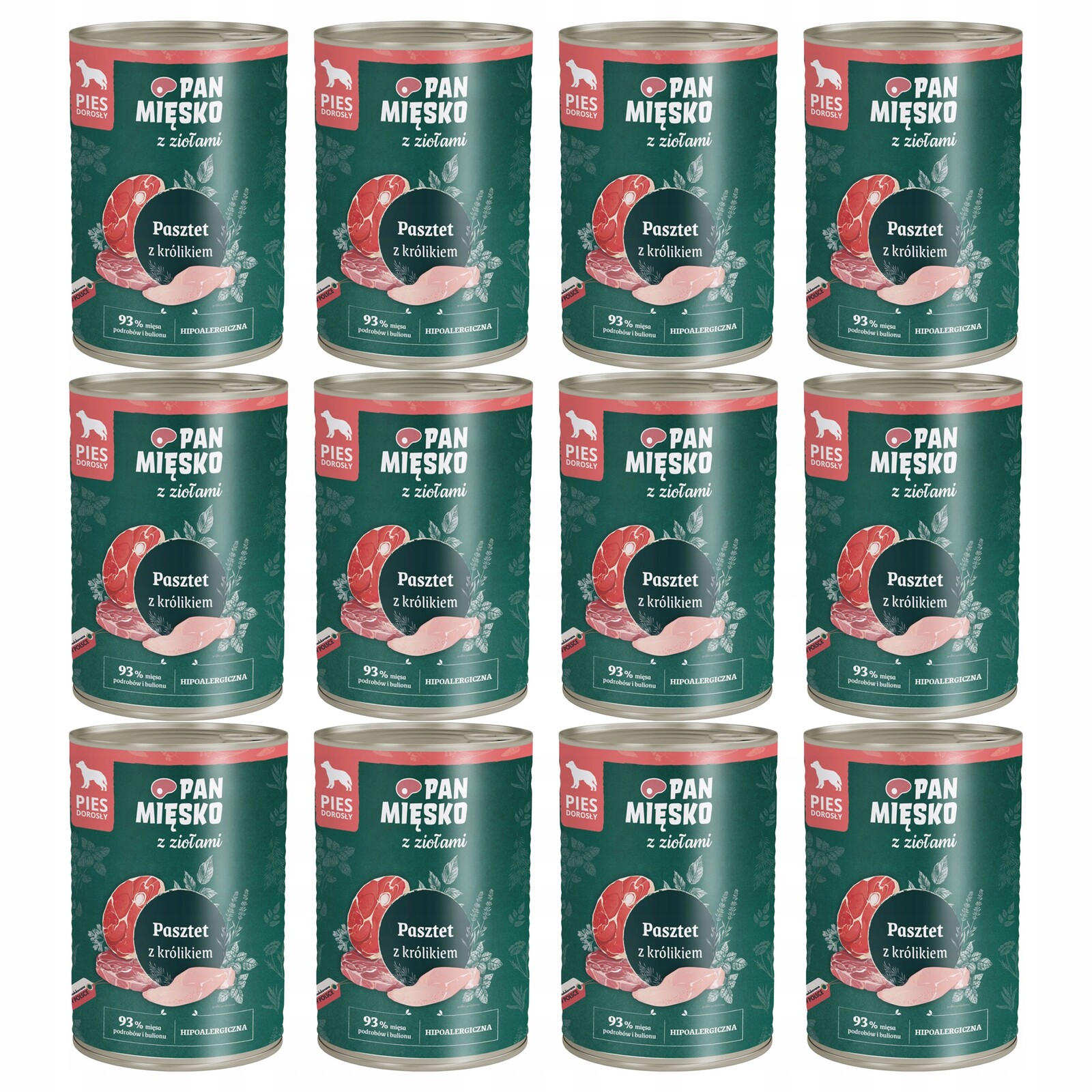 Pan Mięsko s bylinkami krmivo pro psy Paštika Králík 12 x 400 g