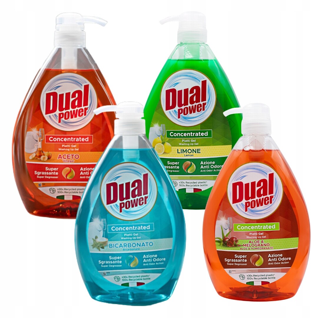 Dual Power 3 1 italský prostředek na mytí nádobí s jedlým octem a Citron