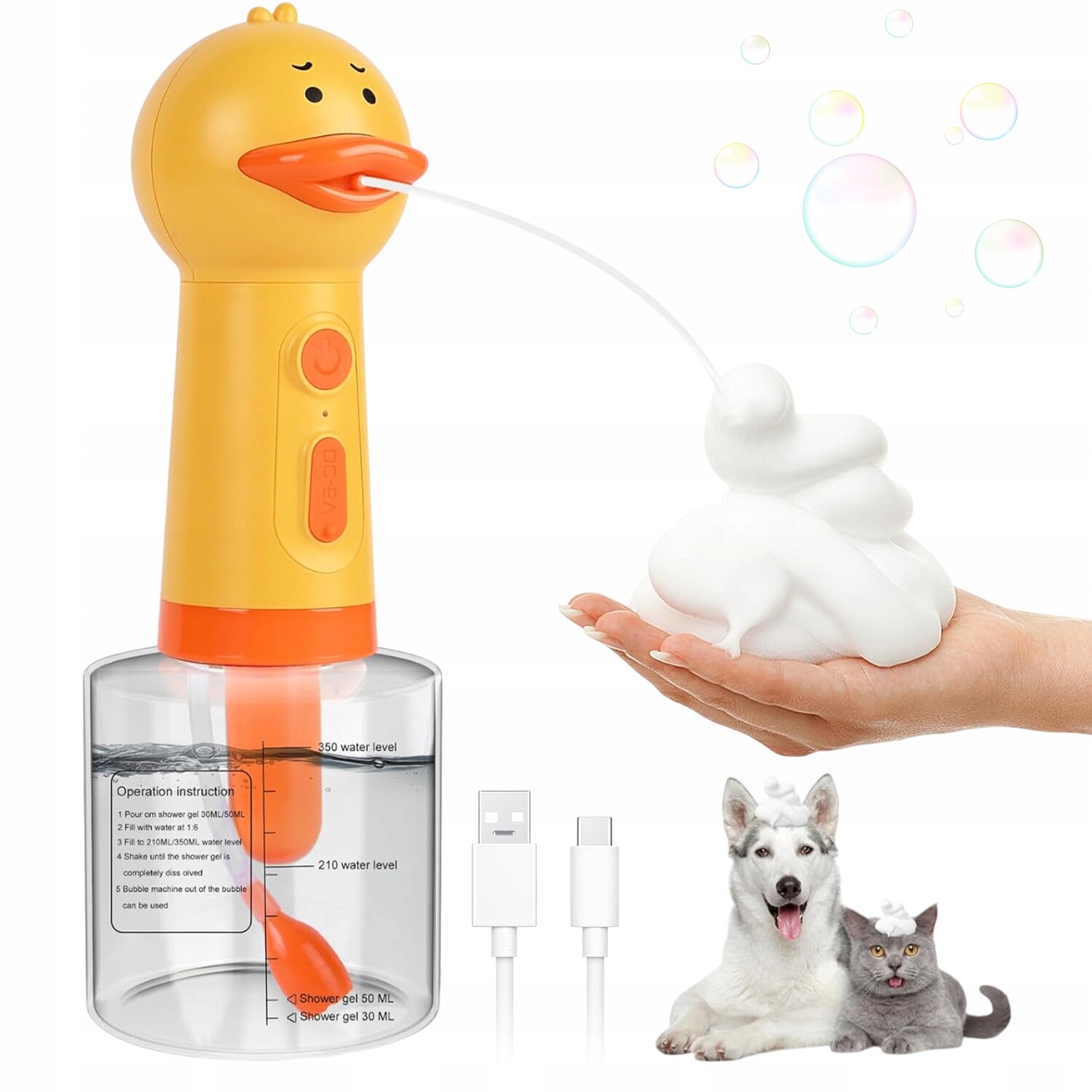 Akumulátorový pěnový stroj na čištění psů a koček 350 ml IPX5