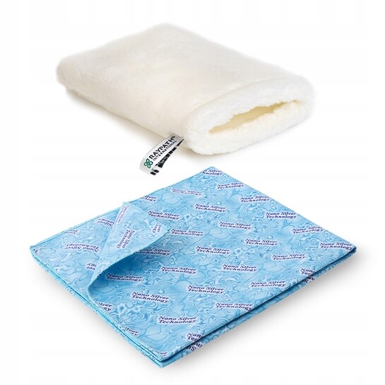 Sada rukavice bílá s nanostříbrem Raypath Sunbeam modrá 38x41 cm