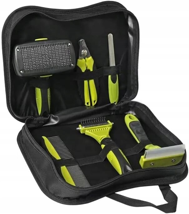 Pečující sada pro psa kočku 6v1 Kartáče Zastřihovač Taška Premium Ws