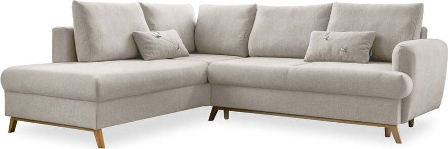 Béžová rozkládací/s úložným prostorem rohová pohovka (levý roh/do L) Scandic Lagom – Miuform