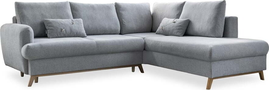 Světle šedá rozkládací/s úložným prostorem rohová pohovka (pravý roh/do L) Scandic Lagom – Miuform