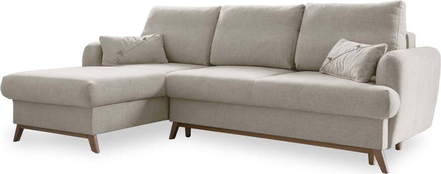 Béžová rozkládací/s úložným prostorem rohová pohovka (levý roh/s lenoškou) Scandic Lagom – Miuform