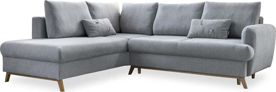 Světle šedá rozkládací/s úložným prostorem rohová pohovka (levý roh/do L) Scandic Lagom – Miuform