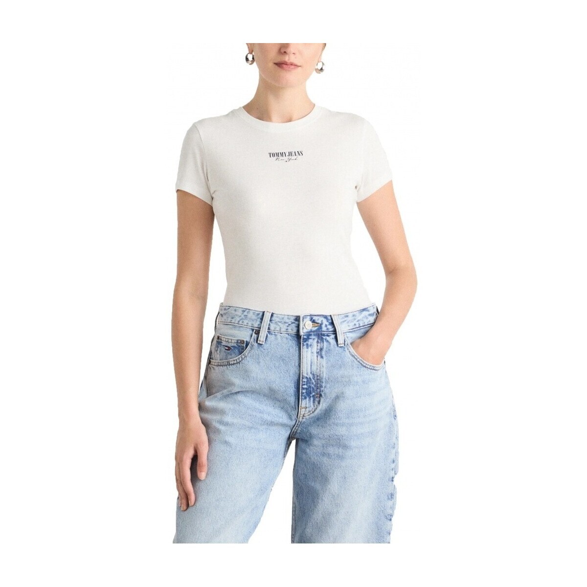 Tommy Jeans  TJW SLIM ESS LOGO 1 TEE  Bílá