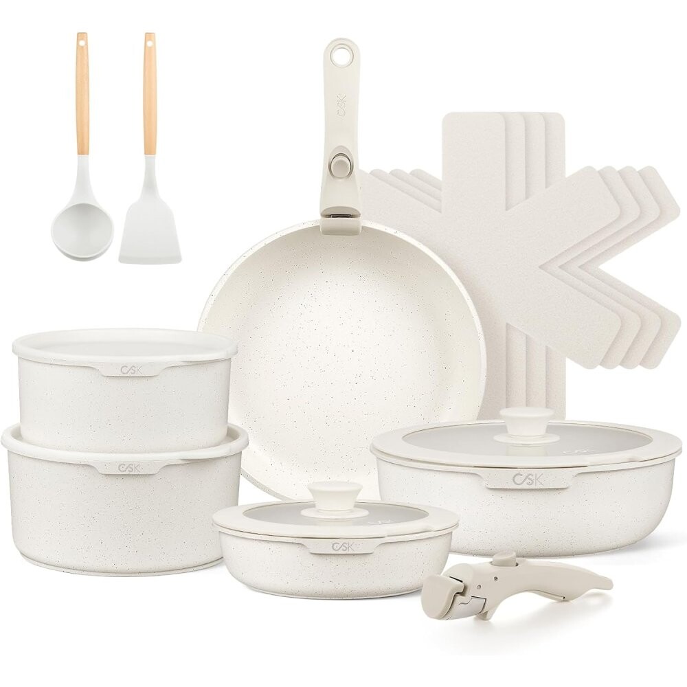 CS SOLINGEN Sada nádobí s nepřilnavým povrchem 17 ks  BREEZE krémová CS-099169