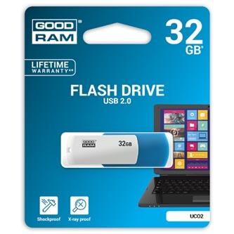 Goodram USB flash disk, USB 2.0, 32GB, UCO2, modrý, UCO2-0320MXR11, USB A, s otočnou krytkou, DOPRODEJ