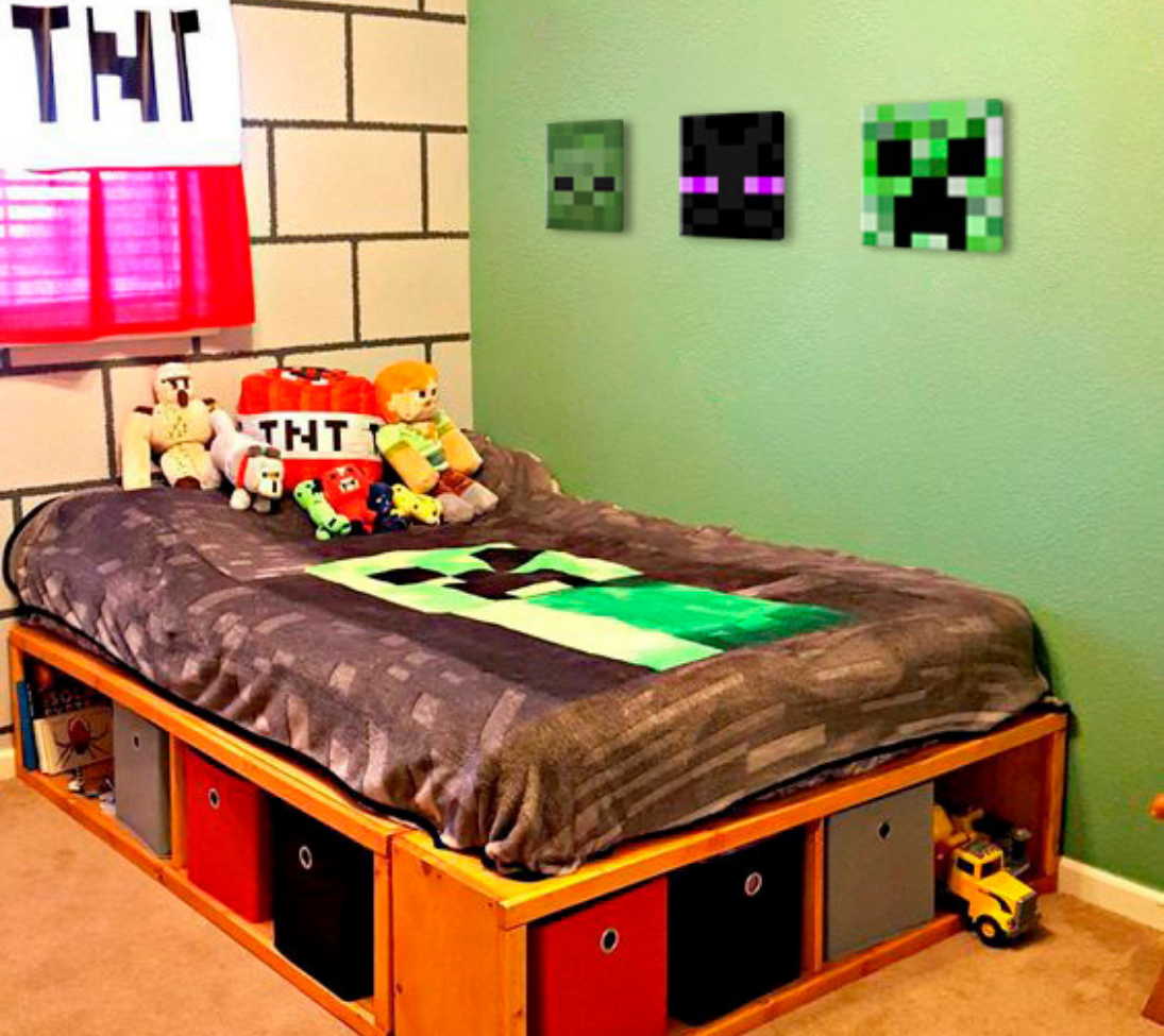 Malování z Minecraftu - Vybrané postavy na plátně - Creeper, Enderman, Zombie