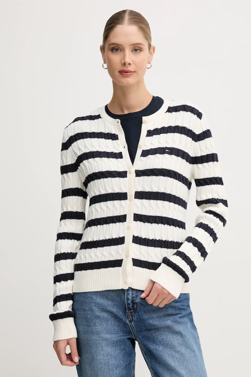 Tommy Hilfiger pruhovaný svetr WW0WW465140FG XS