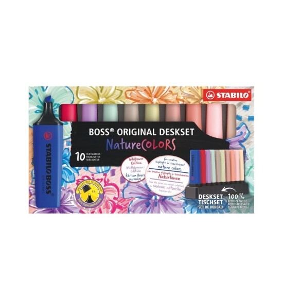 STABILO Zvýrazňovač STABILO BOSS ORIGINAL NatureCOLORS - Wildflowers edition - 10 ks sada