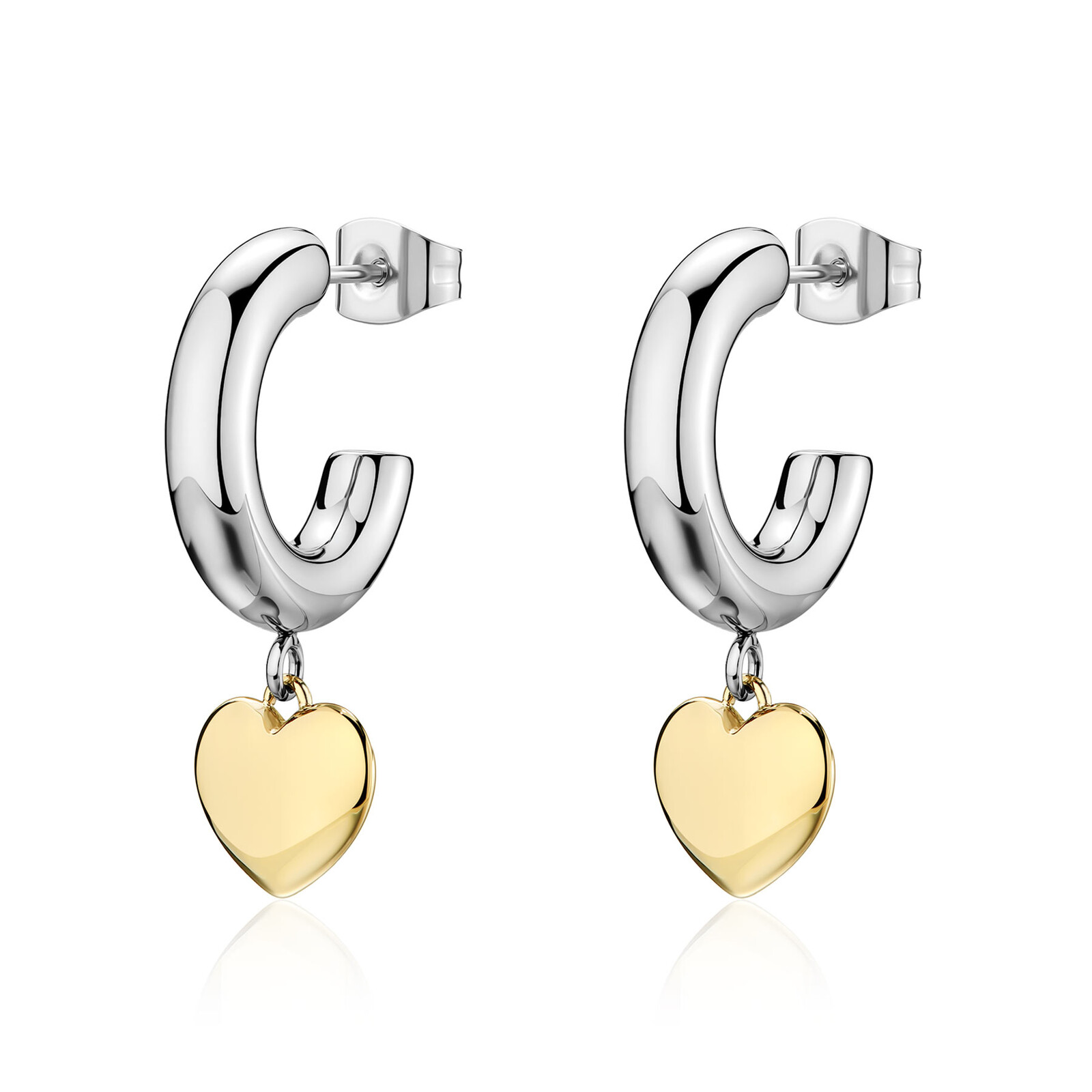 S'Agapõ Kruhové bicolor náušnice s přívěsky ve tvaru srdce Aurora SAR67