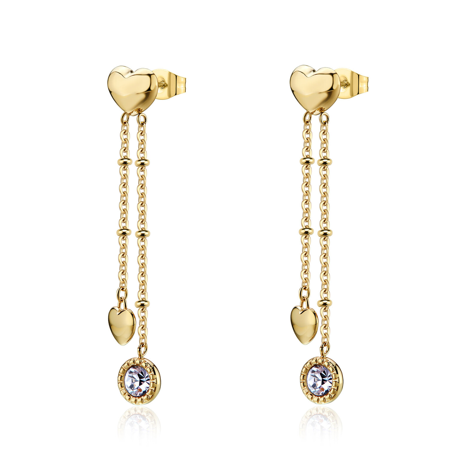 S'Agapõ Dlouhé pozlacené náušnice s přívěsky Aurora SAR71