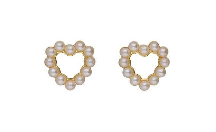 Victoria Cruz Pozlacené náušnice Srdíčka s perličkami Sera A5574-00DT