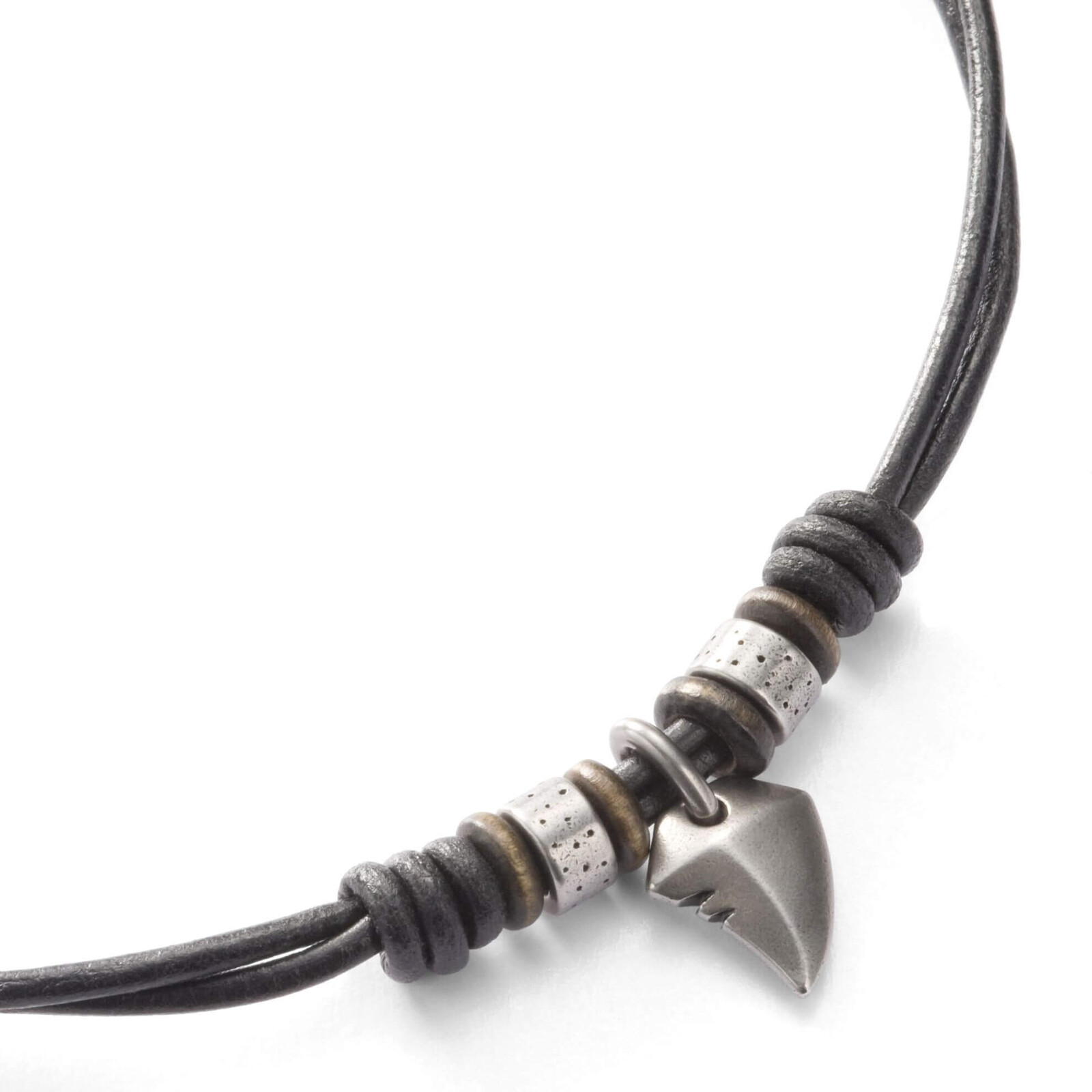 Fossil Pánský kožený náhrdelník se žraločím zubem JF85832040