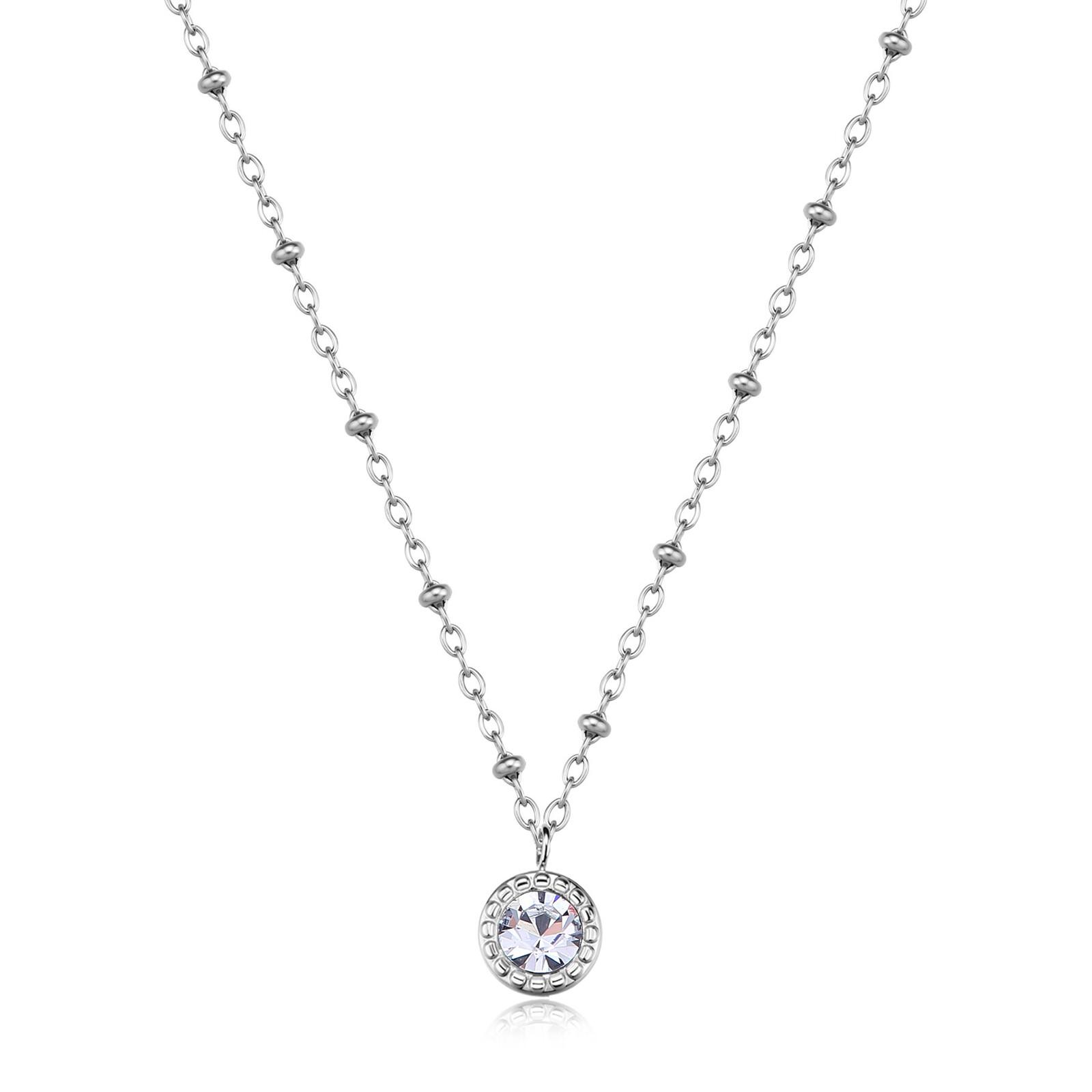 S'Agapõ Slušivý ocelový náhrdelník s přívěskem Aurora SAR56