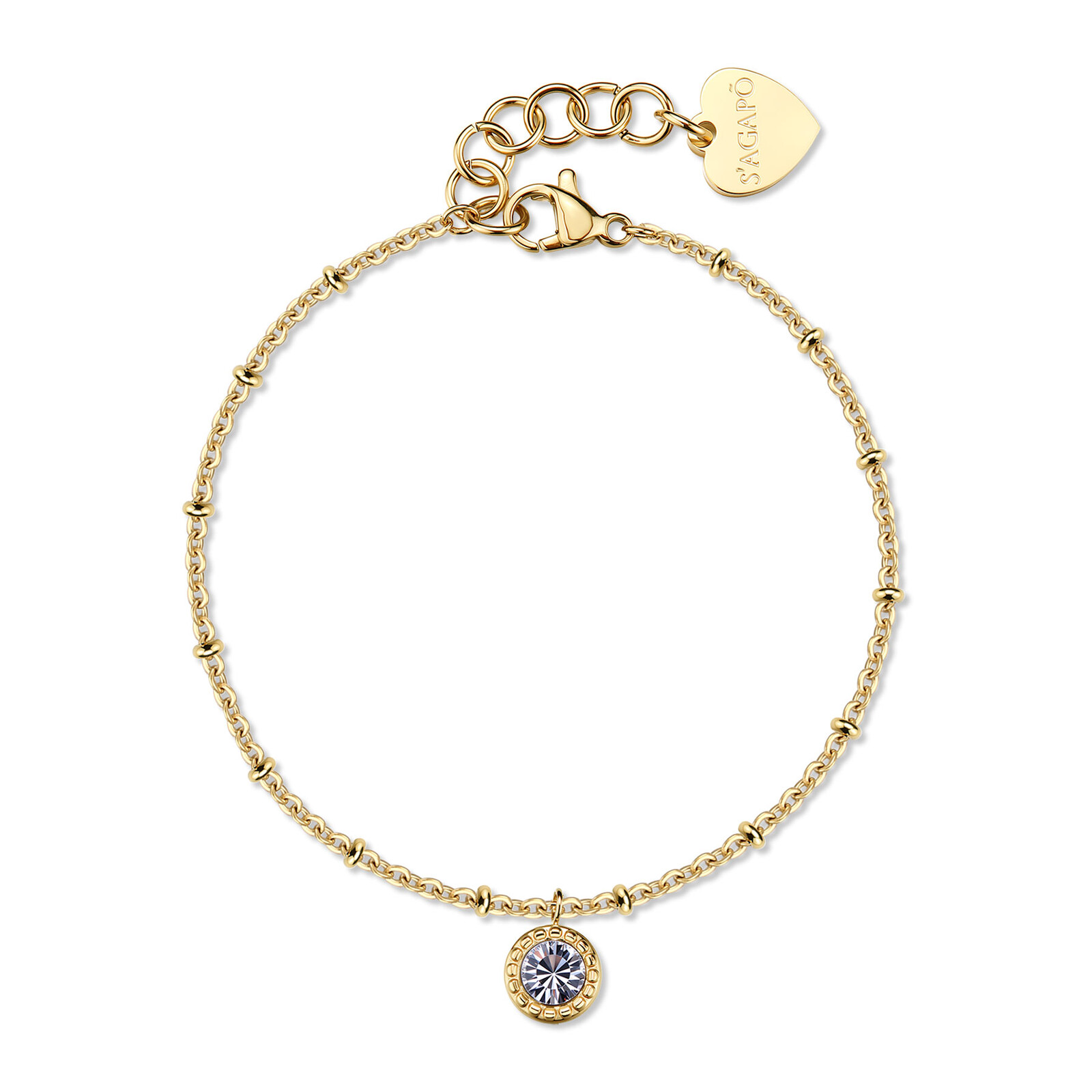 S'Agapõ Jemný pozlacený náramek s krystalem Aurora SAR63