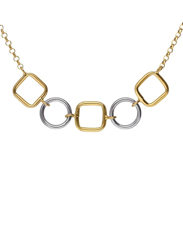 Victoria Cruz Stylový bicolor náhrdelník ze stříbra Nivola A5509-BG