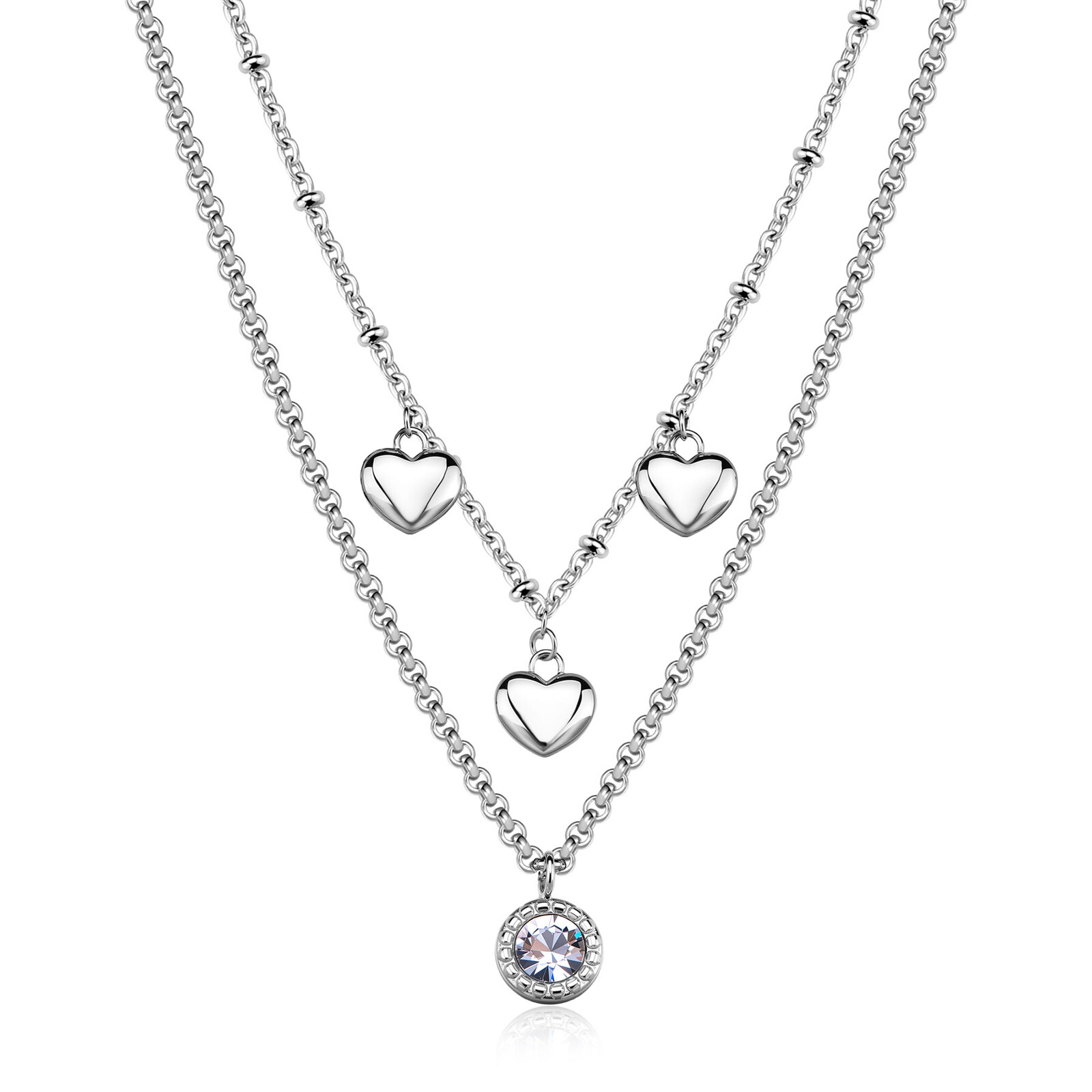 S'Agapõ Dvojitý ocelový náhrdelník s přívěsky Aurora SAR58