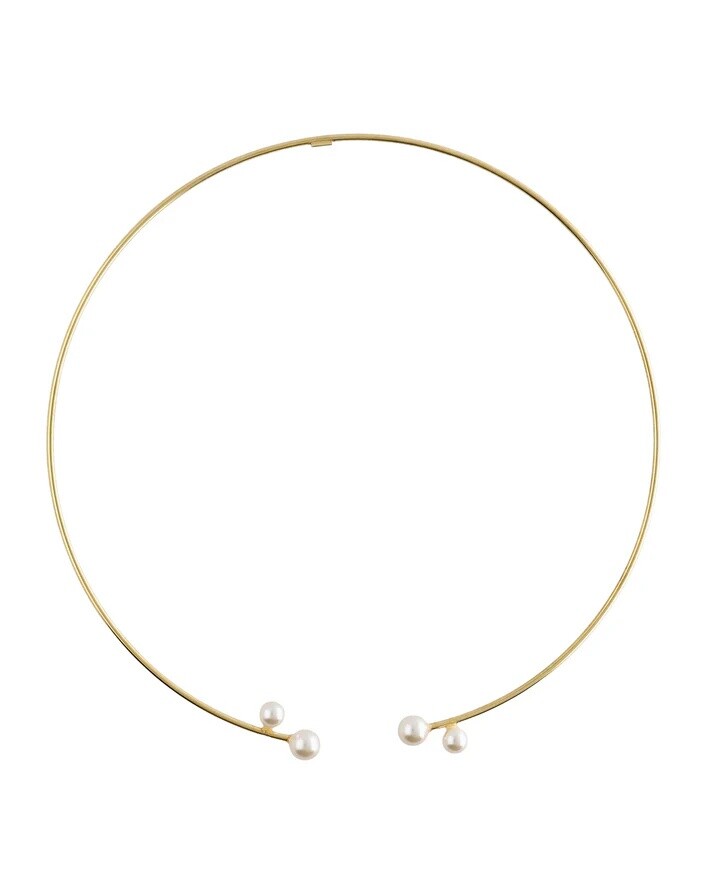 Victoria Cruz Pevný pozlacený náhrdelník s perlami Sera A5557-00DG