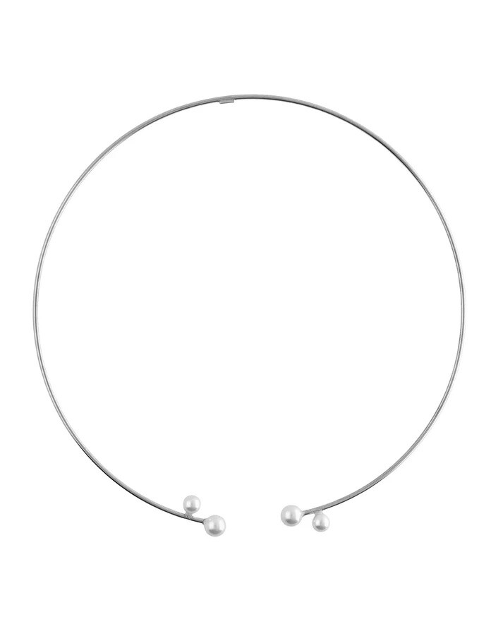 Victoria Cruz Pevný stříbrný náhrdelník s perlami Sera A5557-00HG