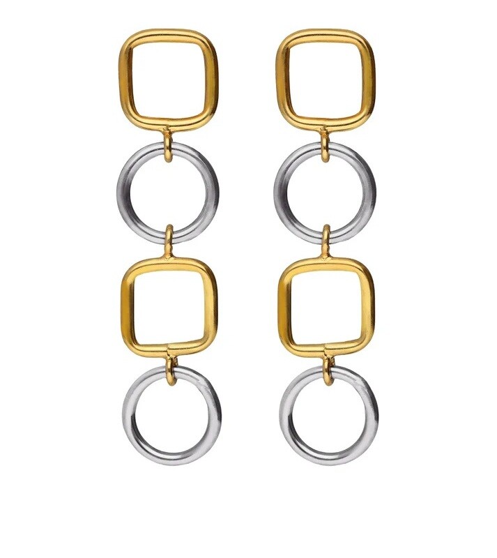 Victoria Cruz Výrazné visací bicolor náušnice ze stříbra Nivola A5507-BT