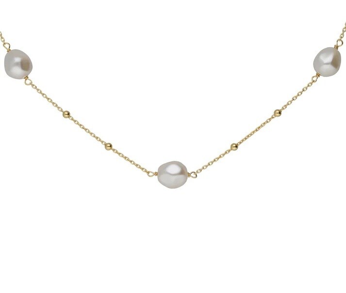 Victoria Cruz Pozlacený náhrdelník se syntetickými perlami Sera A5565-00DG