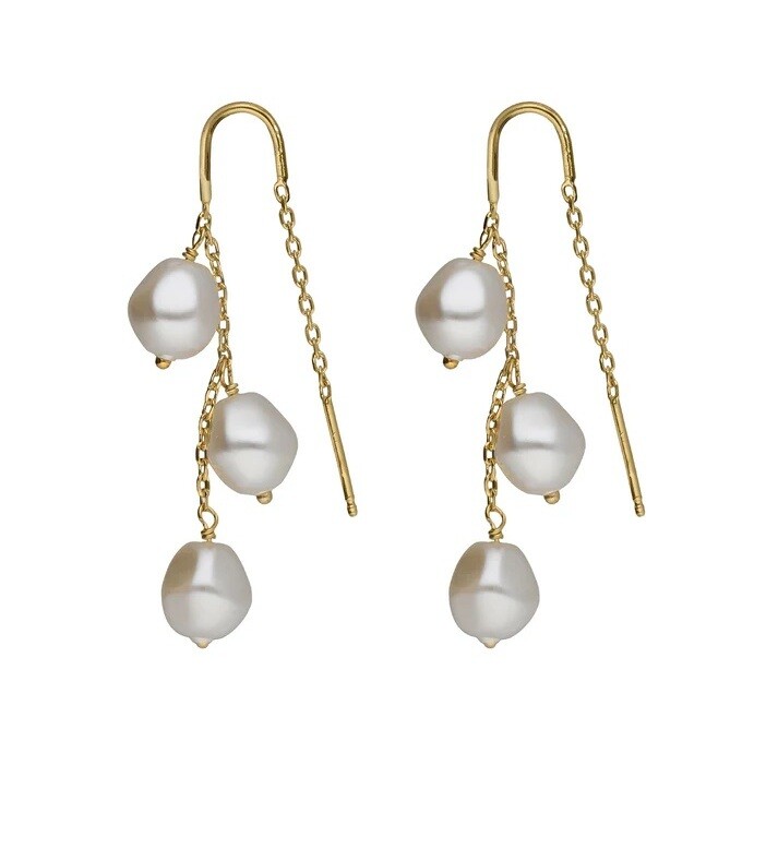 Victoria Cruz Visací pozlacené náušnice se syntetickými perlami Sera A5561-00DT