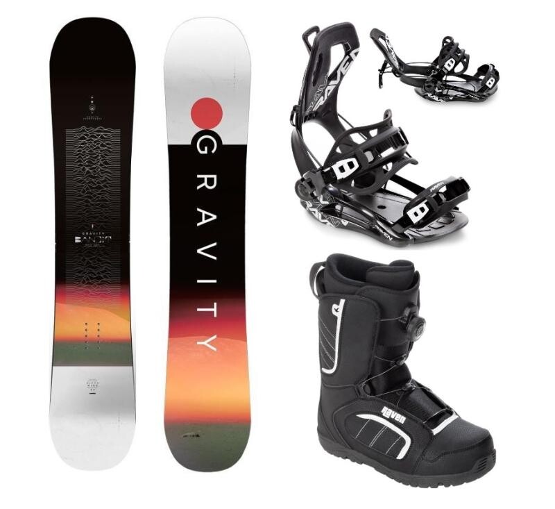 Gravity Bandit 25/26 snowboard + Raven Fastec FT360 black vázání + Raven Target ATOP obuv