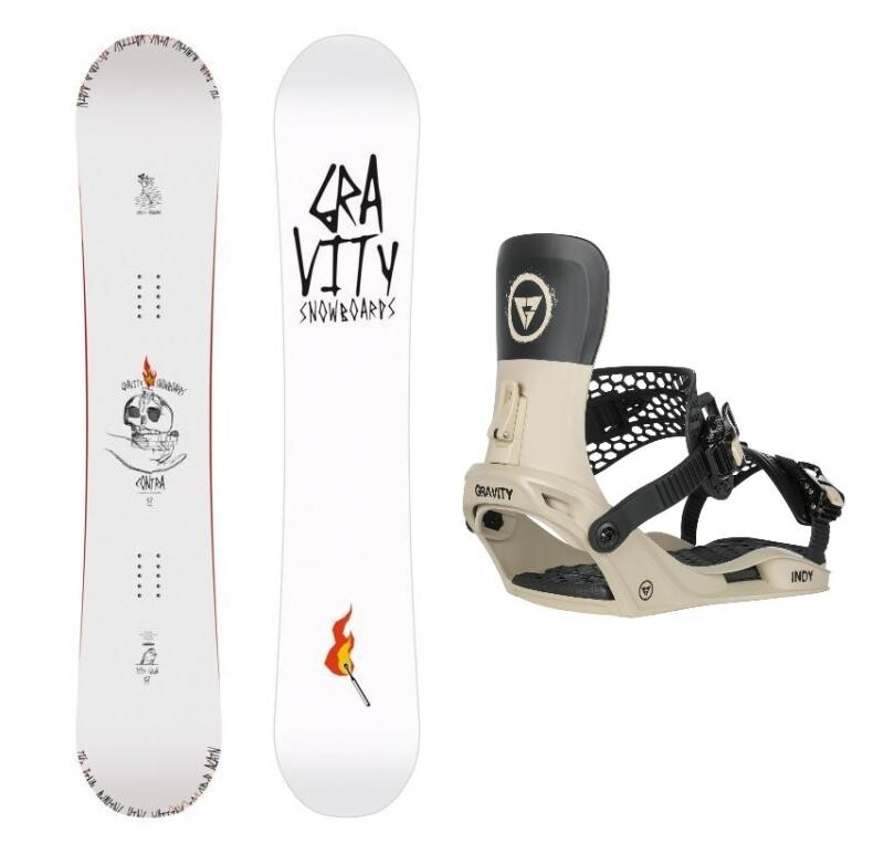 Gravity Contra 25/26 pánský snowboard + Gravity Indy stone/black vázání