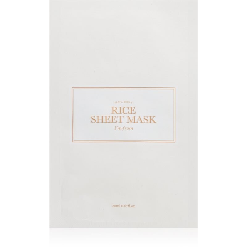 I'm from Rice Sheet Mask hydratační plátýnková maska pro sjednocení barevného tónu pleti 1 ks