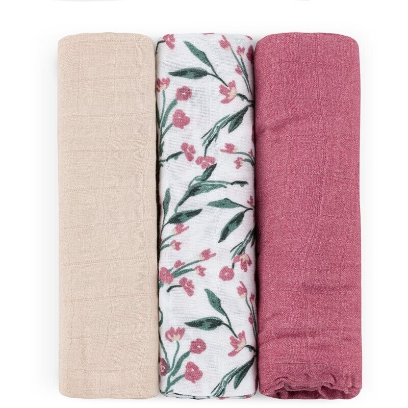 Petite&Mars Moussy látkové pleny Pink Meadow 68 x 68 cm 3 ks