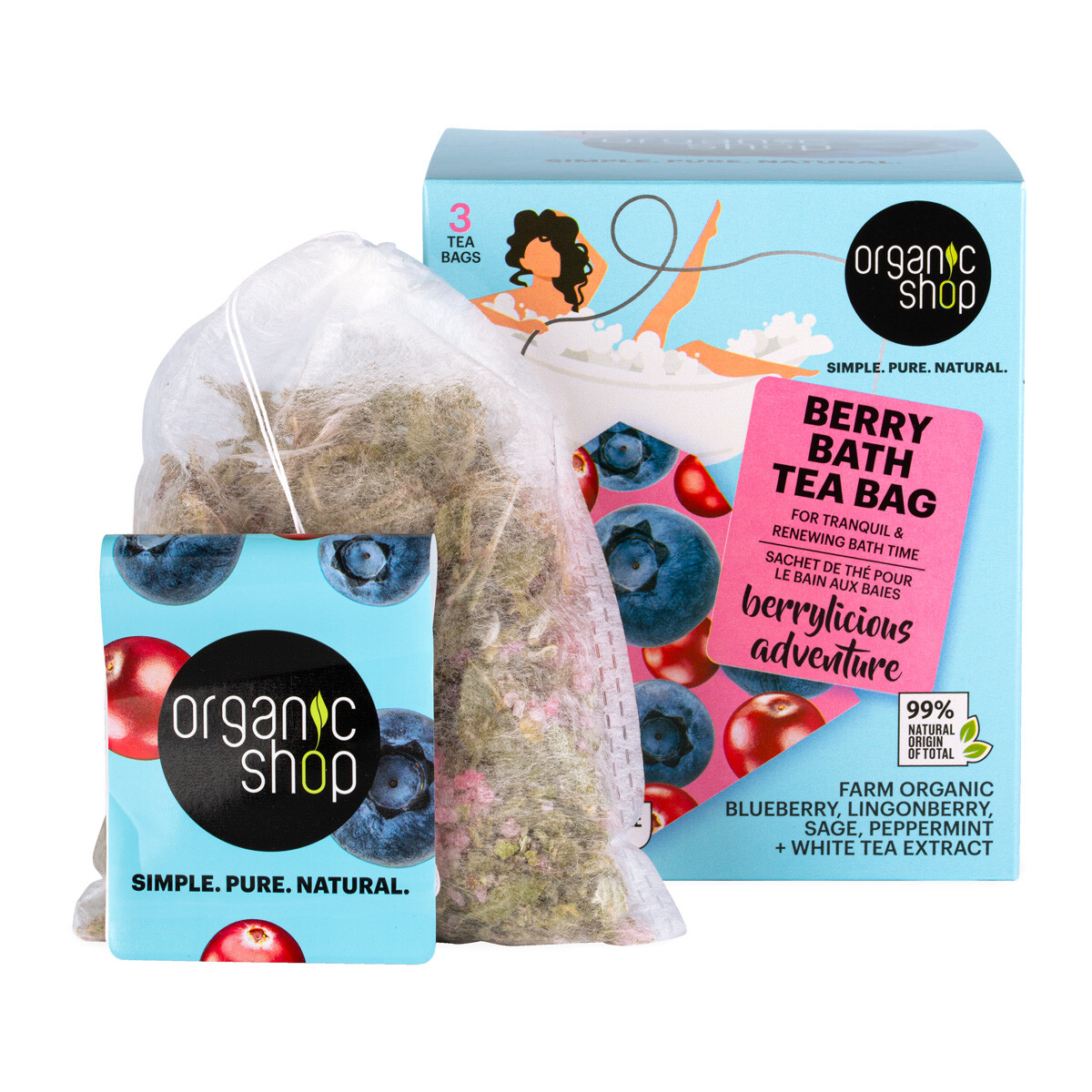 Organic Shop Sáčky do koupele Bobulové dobrodružství (Bath Tea Bag) 3 x 50 g