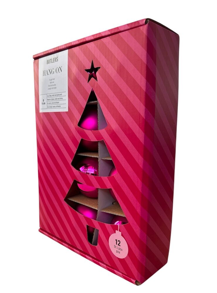 HANG ON Sada skleněných koulí 6 cm 12 ks - růžová