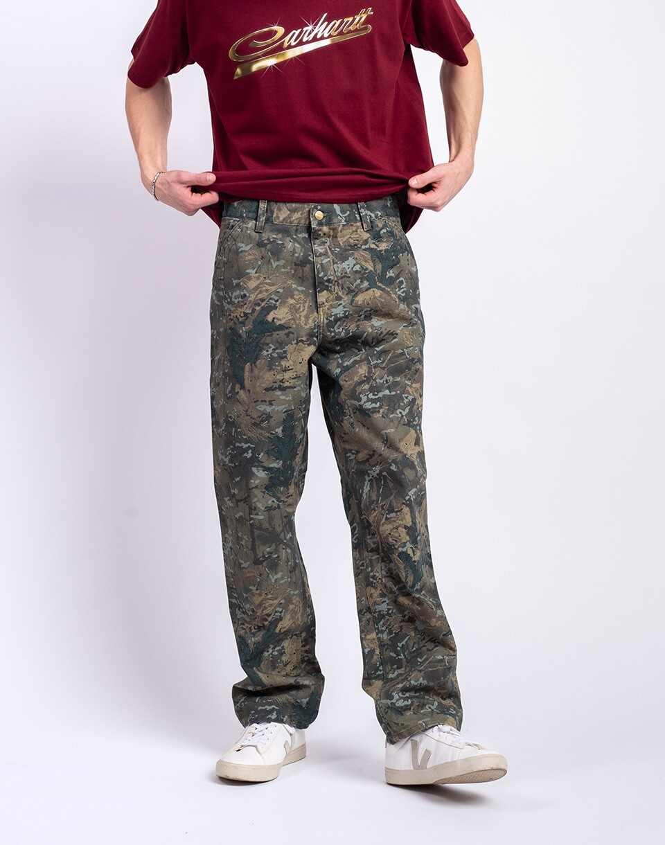 Carhartt WIP Single Knee Pant Camo Combi, Green stone washed W30/L32