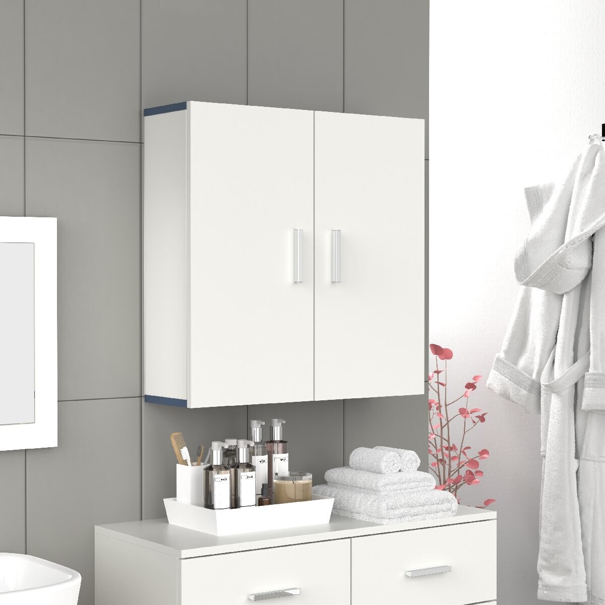 VCM Nástěnná skříňka „Landos“, bílá