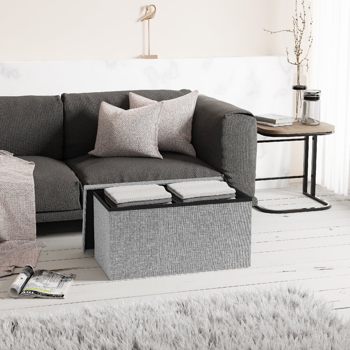 Skládací lavice VCM „Boxas“, světle šedá