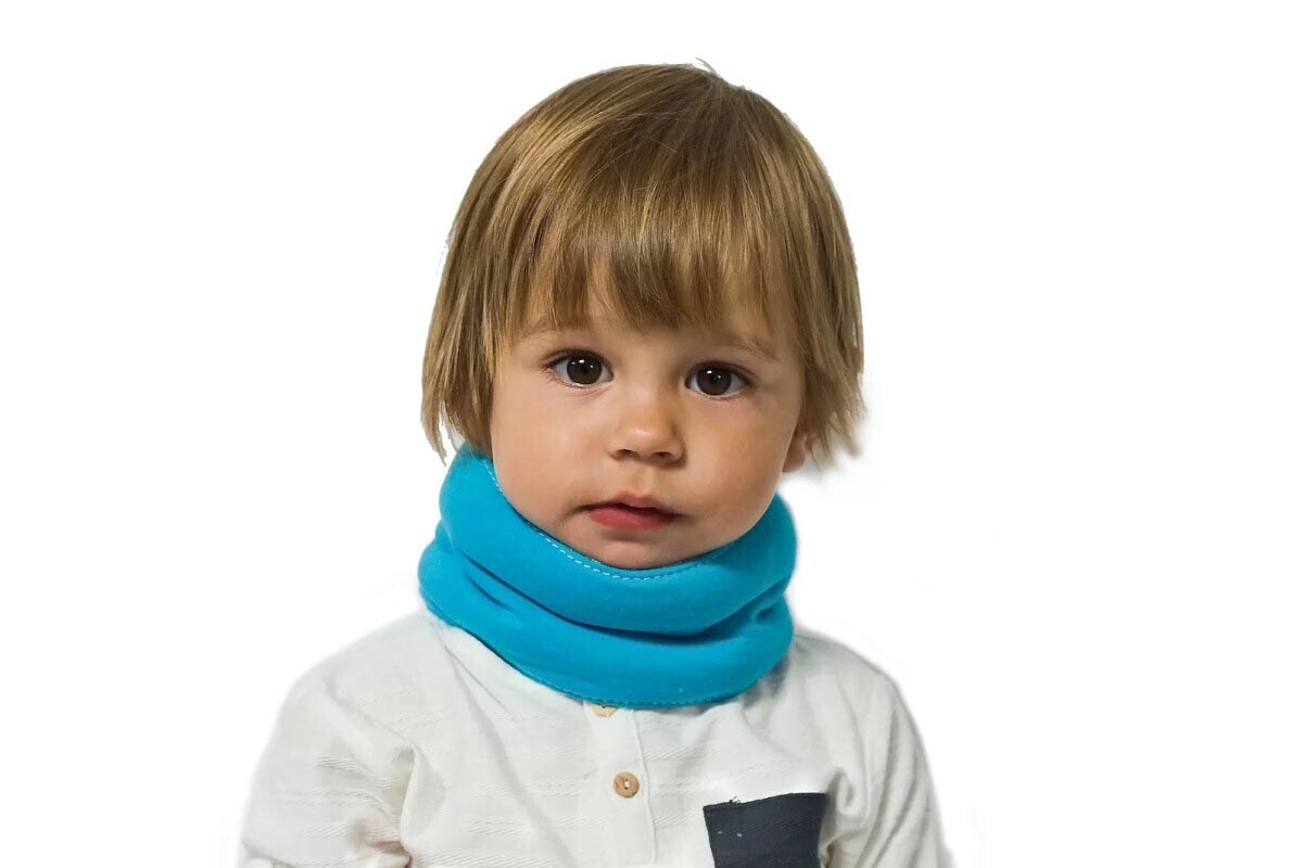 Priessnitzův zábal na krk pro děti, modrý 45-55 cm