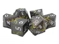 Old School Dice & Accessories RPG Metal Dice Set: Soaring Dragon - Matte Black White/Gold (7)