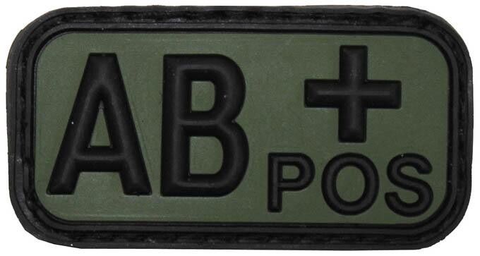Nášivka označení krevní skupiny AB+ positive zelená 3D PVC MFH® OD Green