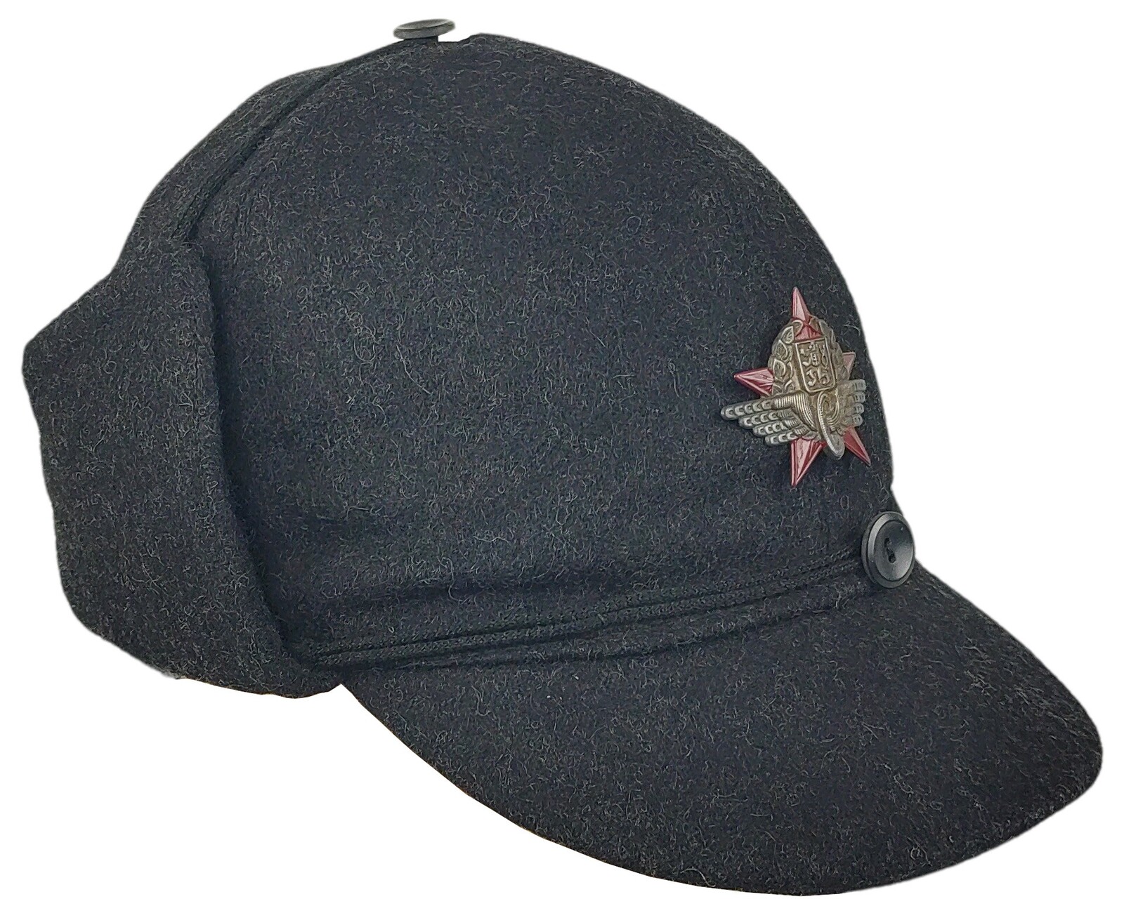 Čepice nádražácká zimní ČSD retro černá Velikost: 55 s tmavým odznakem
