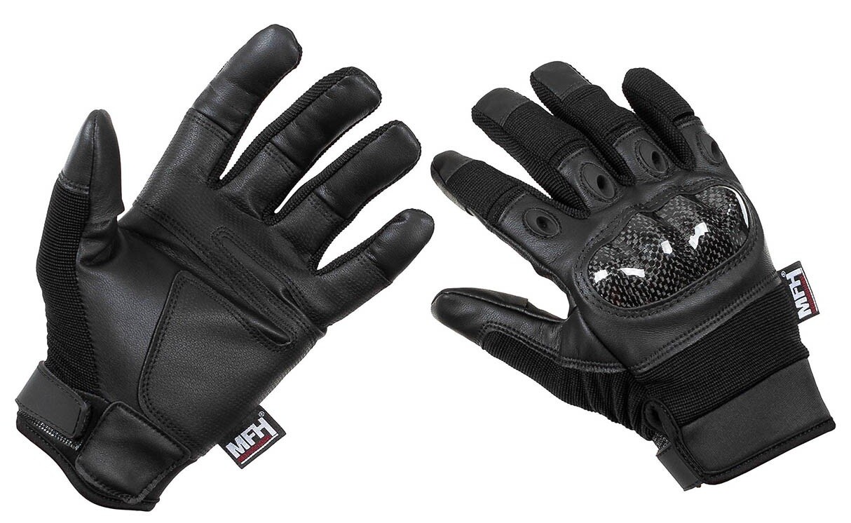 Rukavice taktické Mission Black s kloubními chrániči MFH® Professional Velikost: M