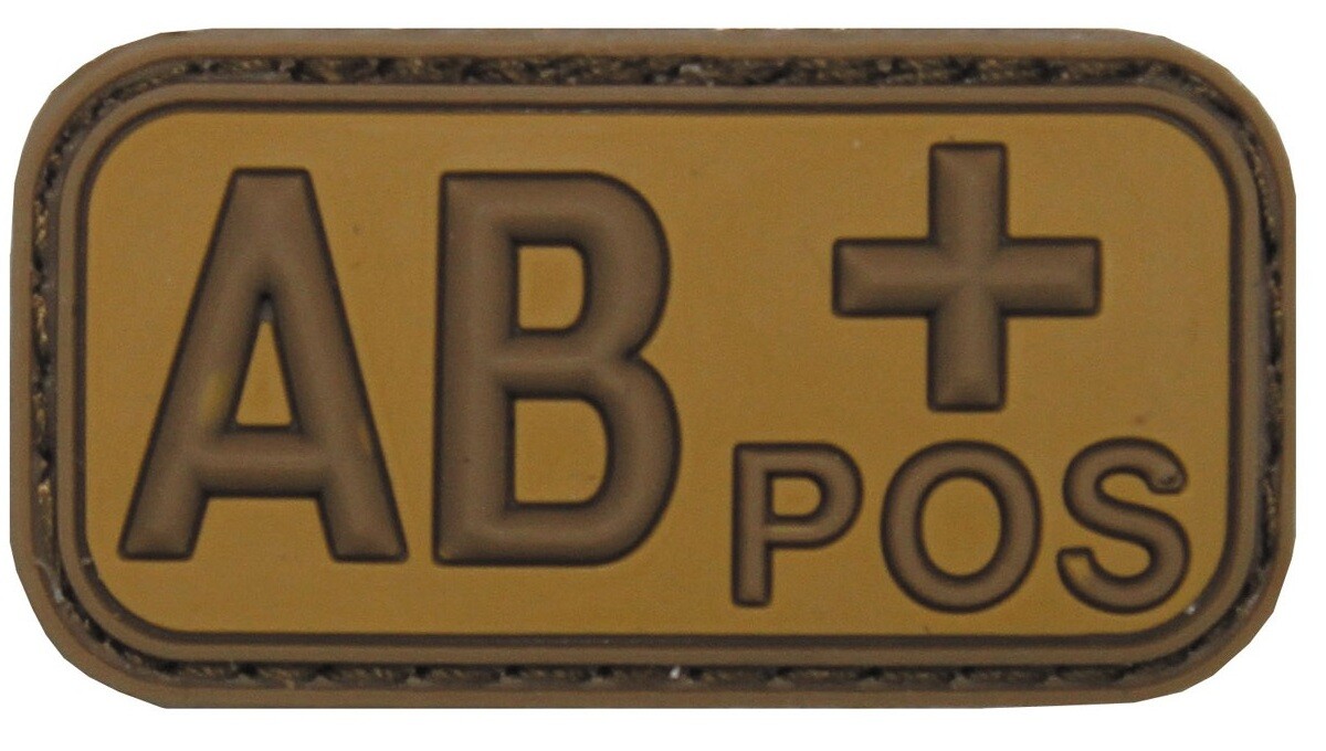 Nášivka označení krevní skupiny AB+ positive hnědá 3D PVC MFH® Brown-Khaki