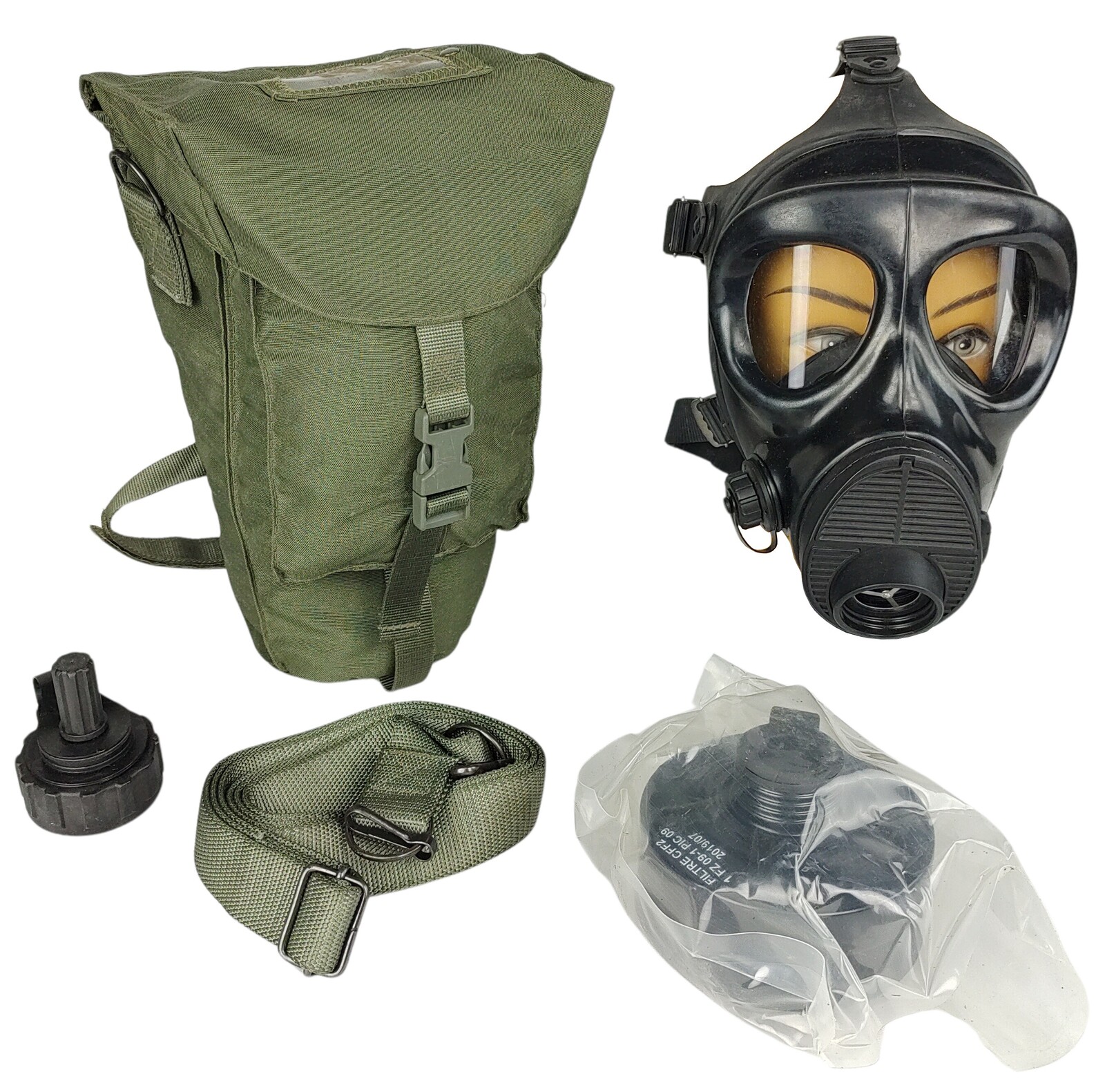 Plynová maska s filtrem a obalem M90 NBC Respirator Gas Mask Itálie originál Velikost: 1