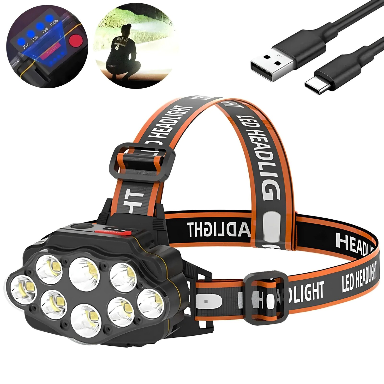 Čelovka 8 LED nabíjecí Genetic® XC88