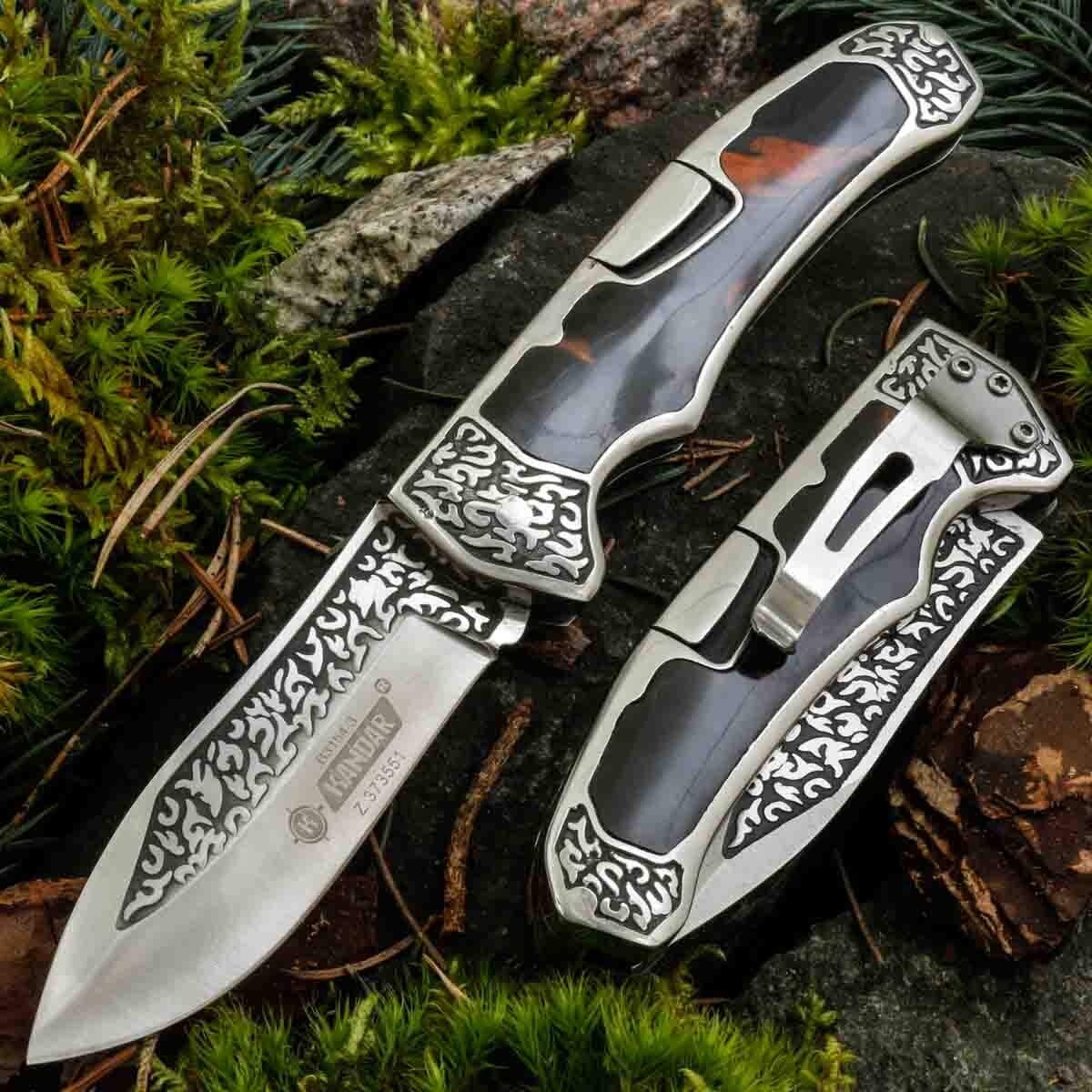 Zavírací lovecký nůž s rytinou Kandar® B3154