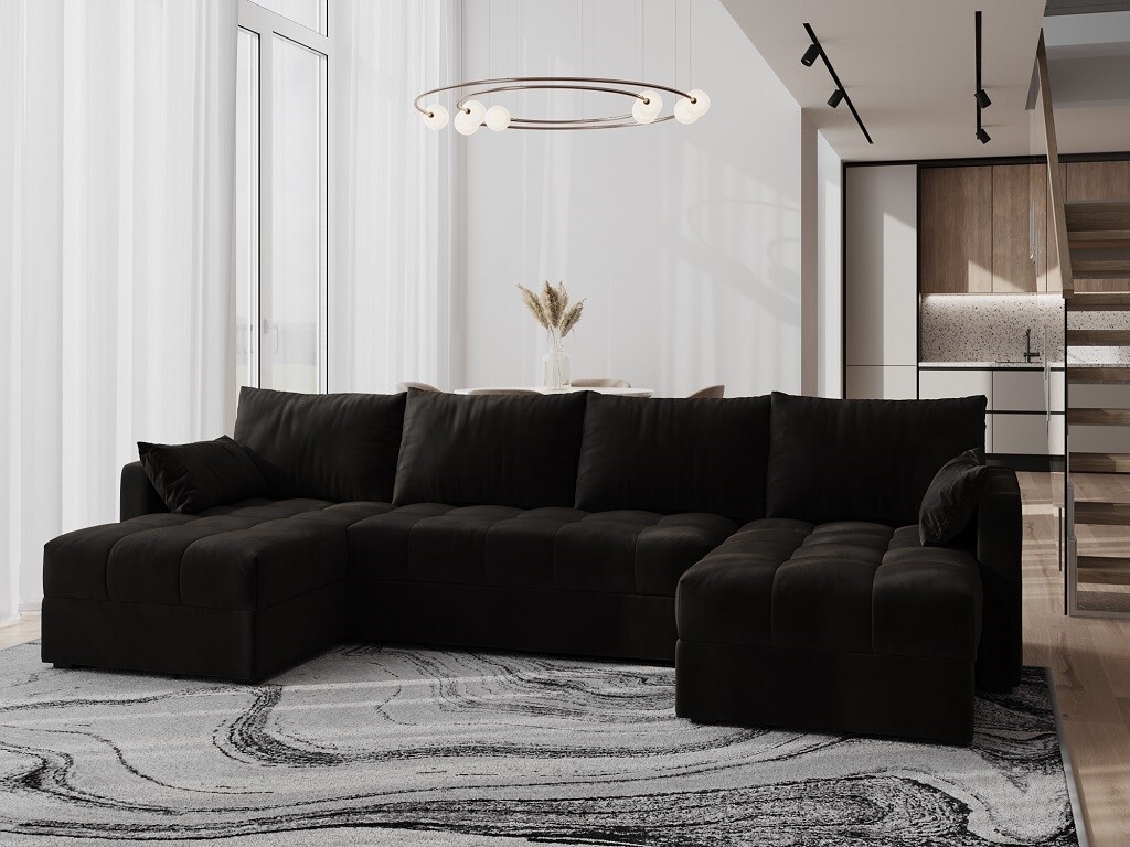 Rohová sedačka ALISTAIR U, černá MI17 - II. jakost, POUZE OSOBNÍ ODBĚR